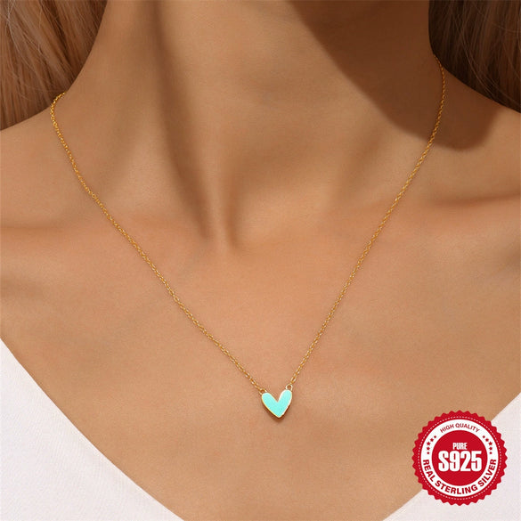 Wholesale S925 Sterling Silver Love Drop Geometric Minimalist Ochain Necklace For Women With Electroplating