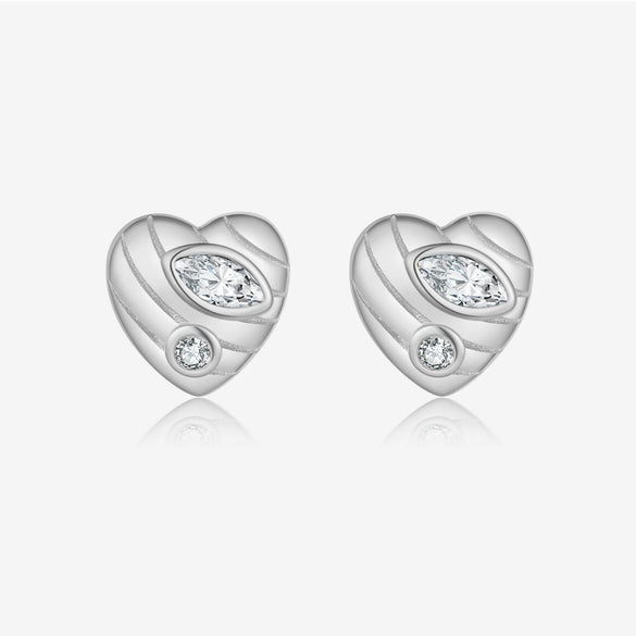 Wholesale S925 Sterling Silver Love Ear Studs With Microinlaid Zircon Fruit Pattern Electroplated For Unisex Fashionable And Allmatch
