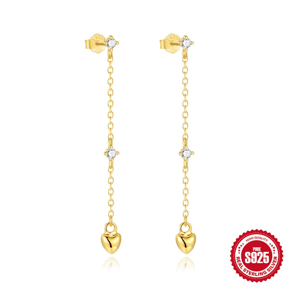 Wholesale S925 Sterling Silver Love Flower Moon Diamond Tassel Earrings With Electroplating For Women