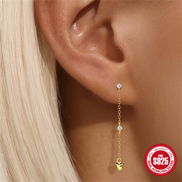 Wholesale S925 Sterling Silver Love Flower Moon Diamond Tassel Earrings With Electroplating For Women