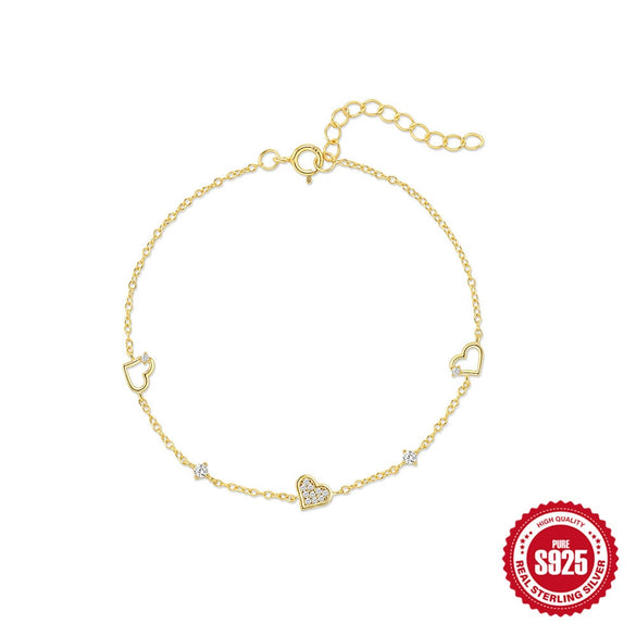Wholesale S925 Sterling Silver Love Geometric Pattern Minimalist Bracelet With Electroplating For Women