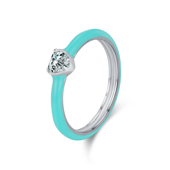 Wholesale S925 Sterling Silver Love Heart Enamel Diamond Ring Earrings For Women In Fashion Style