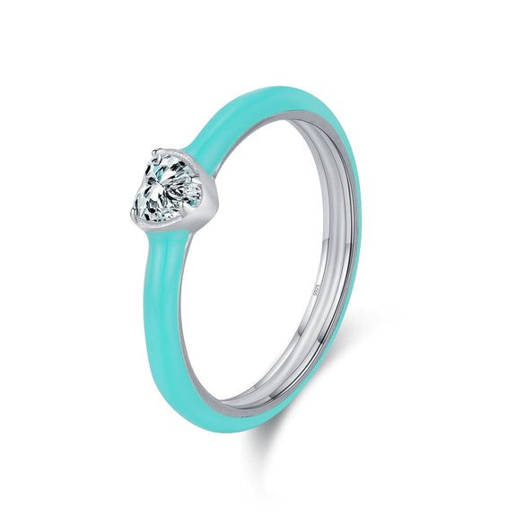Wholesale S925 Sterling Silver Love Heart Enamel Diamond Ring Earrings For Women In Fashion Style