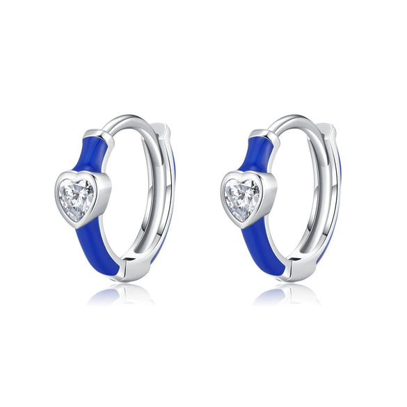 Wholesale S925 Sterling Silver Love Heart Enamel Diamond Ring Earrings For Women In Fashion Style