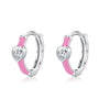 Wholesale S925 Sterling Silver Love Heart Enamel Diamond Ring Earrings For Women In Fashion Style