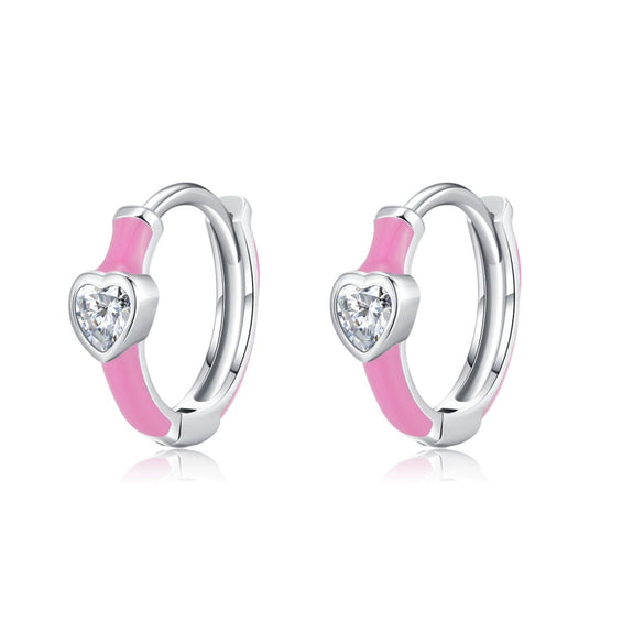 Wholesale S925 Sterling Silver Love Heart Enamel Diamond Ring Earrings For Women In Fashion Style