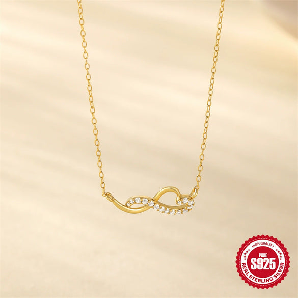 Wholesale S925 Sterling Silver Love Heart Infinite Circulation Necklace With Geometric Design And Electroplating For Women