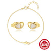 Wholesale S925 Sterling Silver Love Heart Opal Aobao Bracelet And Earrings Set With Electroplating Unisex High End Jewelry