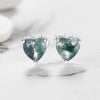 Wholesale S925 Sterling Silver Love Heart Shaped Moss Agate Inlay Jewelry Suit For Women With Aquatic Theme