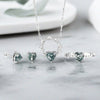 Wholesale S925 Sterling Silver Love Heart Shaped Moss Agate Inlay Jewelry Suit For Women With Aquatic Theme