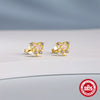 Wholesale S925 Sterling Silver Love Hollow Four Pointed Star Earrings With Pink Diamond Inlay And Inlaid Zircon For Women