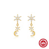 Wholesale S925 Sterling Silver Love Hollow Four Pointed Star Earrings With Pink Diamond Inlay And Inlaid Zircon For Women