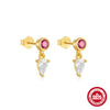 Wholesale S925 Sterling Silver Love Hollow Four Pointed Star Earrings With Pink Diamond Inlay And Inlaid Zircon For Women