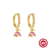 Wholesale S925 Sterling Silver Love Hollow Four Pointed Star Earrings With Pink Diamond Inlay And Inlaid Zircon For Women
