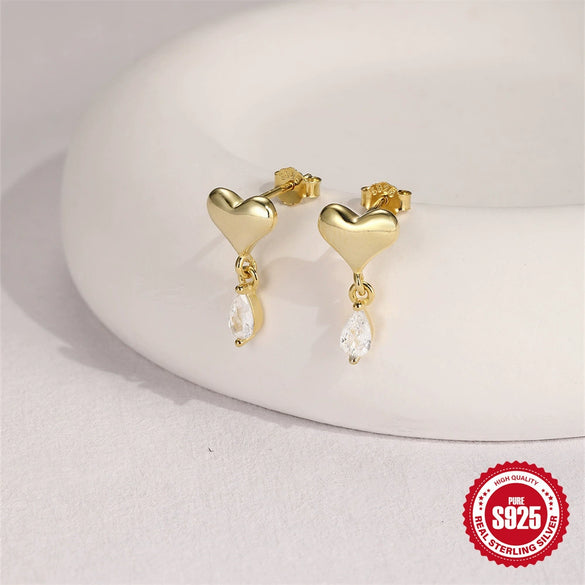 Wholesale S925 Sterling Silver Love Horse Eye Zircon Pendant Earrings With Geometric Pattern Electroplated For Women Simple Design