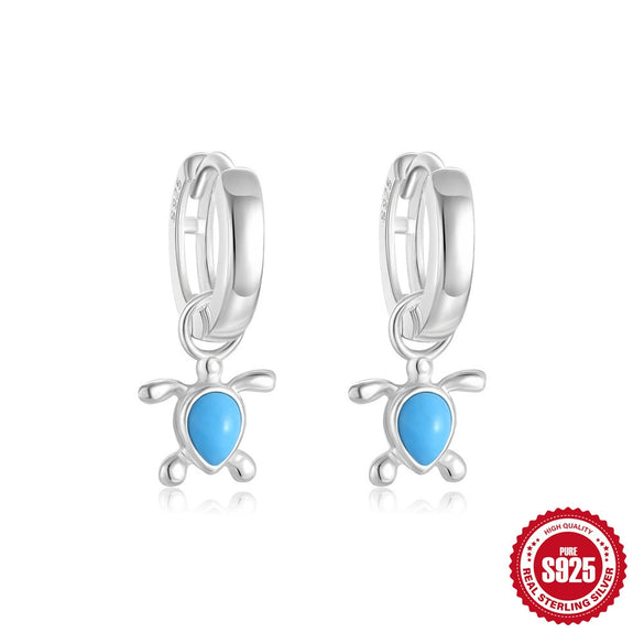 Wholesale S925 Sterling Silver Love Little Turtle Single Row Diamond Earring With Geometric Pattern And Electroplating For Women