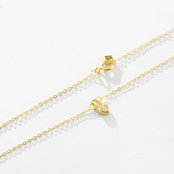 Wholesale S925 Sterling Silver Love Lock Necklace With Diamond Design Electroplated Simple Long Chain Fashionable Jewelry