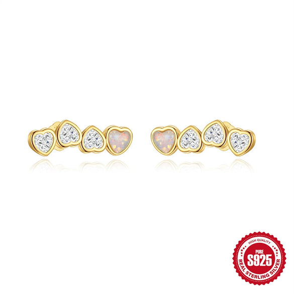 Wholesale S925 Sterling Silver Love Opal Earrings With Electroplating For Women