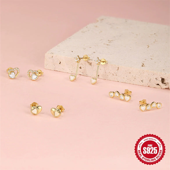 Wholesale S925 Sterling Silver Love Opal Earrings With Electroplating For Women