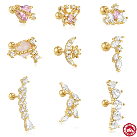 Wholesale S925 Sterling Silver Love Planet Puncture Twist Ball Earrings With Geometric Design And Electroplating For Women