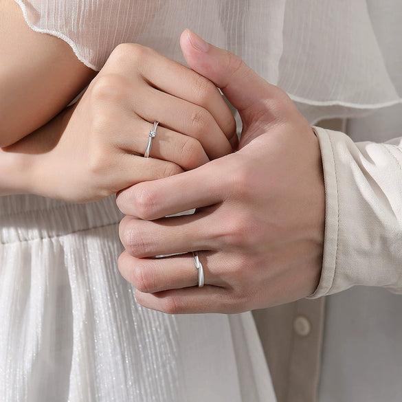 Wholesale S925 Sterling Silver Love Ring Allmatch Wave Style Unisex Opening Adjustable