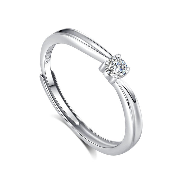 Wholesale S925 Sterling Silver Love Ring Allmatch Wave Style Unisex Opening Adjustable