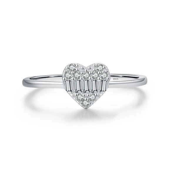 Wholesale S925 Sterling Silver Love Ring With Heart Shape And Zircon Inlay For Women