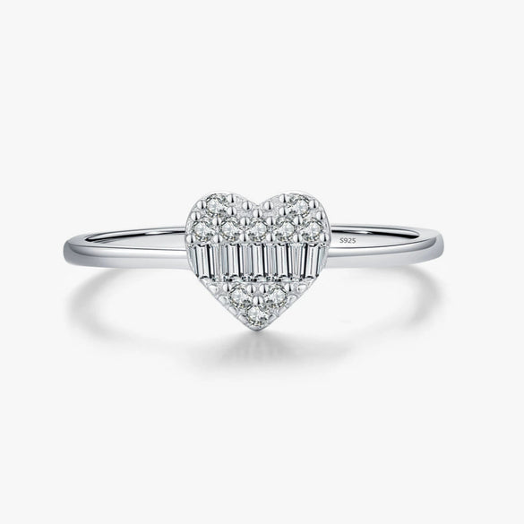 Wholesale S925 Sterling Silver Love Ring With Heart Shape And Zircon Inlay For Women