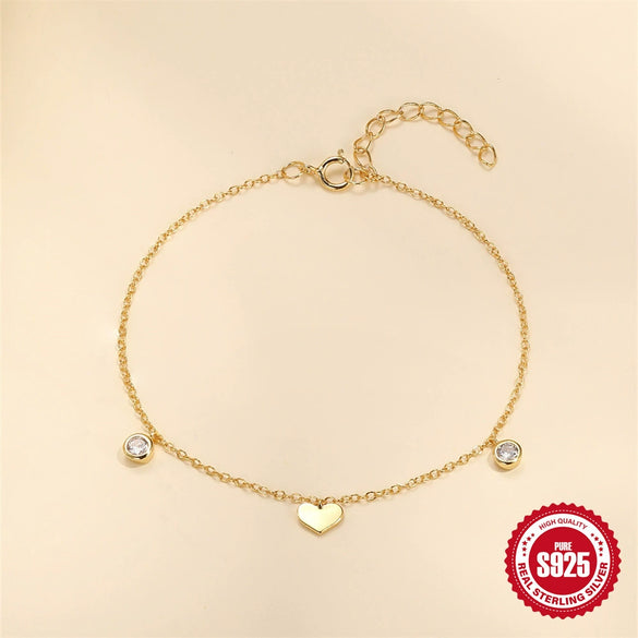 Wholesale S925 Sterling Silver Love Zircon Bracelet With Geometric Pattern Electroplated For Women Minimalist Stacked Jewelry