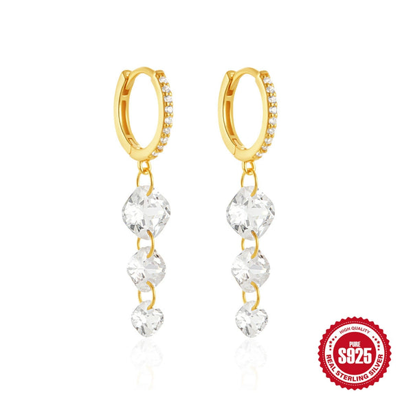 Wholesale S925 Sterling Silver Luxury Diamondencrusted White Petal Geometric Earrings With Electroplating