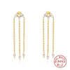 Wholesale S925 Sterling Silver Luxury Tassel Horse Eye Diamond Chain Drop Earrings With Geometric Pattern For Women