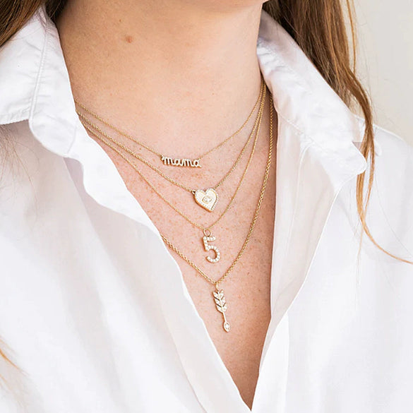 Wholesale S925 Sterling Silver Mama Diamond Letter Clavicle Necklace With Ball Chain For Women