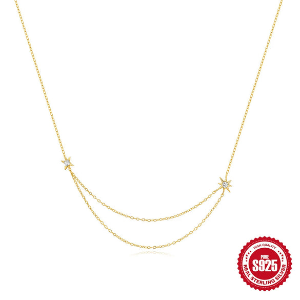 Wholesale S925 Sterling Silver Mang Star Necklace Earrings Suit Electroplated Unisex Jewelry