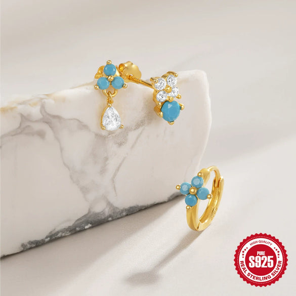Wholesale S925 Sterling Silver Mangxing Snowflake Geometric Earrings With Inlaid Zircon For Women