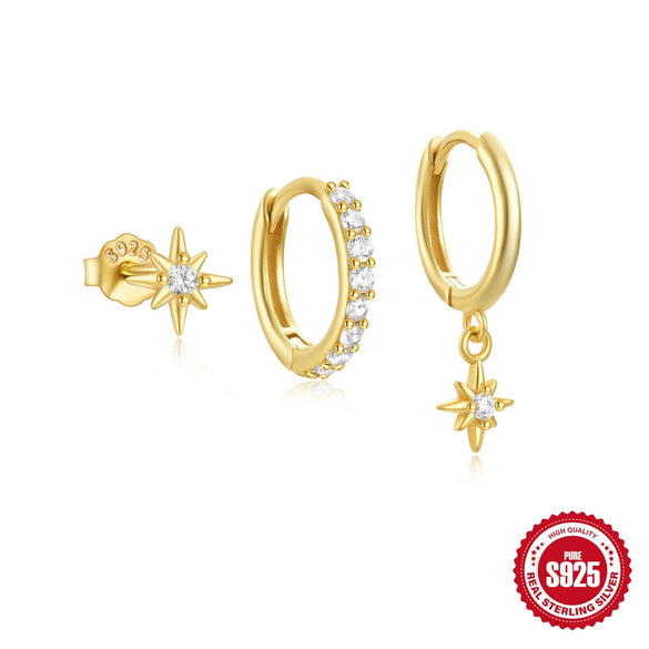 Wholesale S925 Sterling Silver Mangxing Snowflake Geometric Earrings With Inlaid Zircon For Women