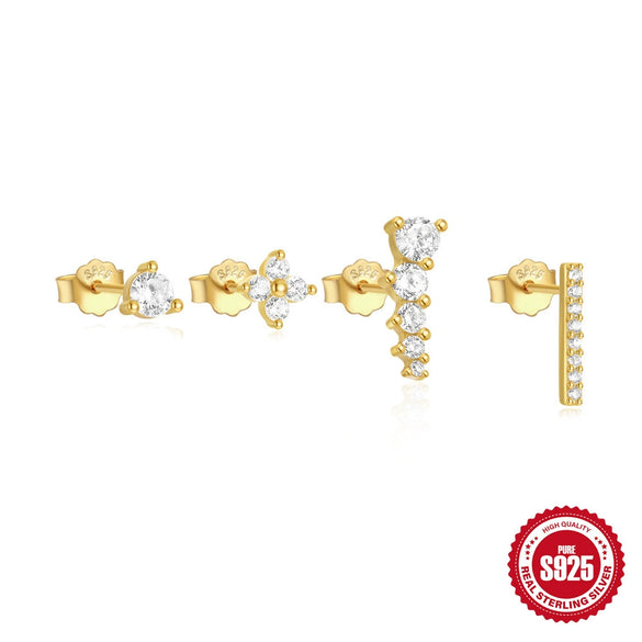 Wholesale S925 Sterling Silver Mangxing Snowflake Geometric Earrings With Inlaid Zircon For Women