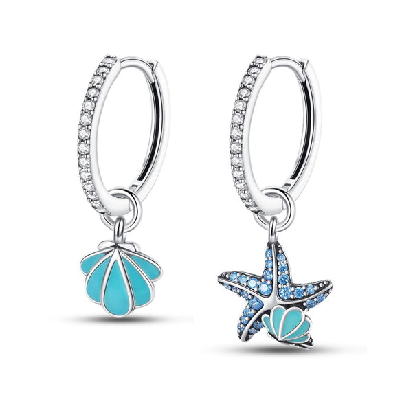 Wholesale S925 Sterling Silver Marine Starfish Shell Luminous Electroplated Women's Animals Zodiac Small Fresh Earrings