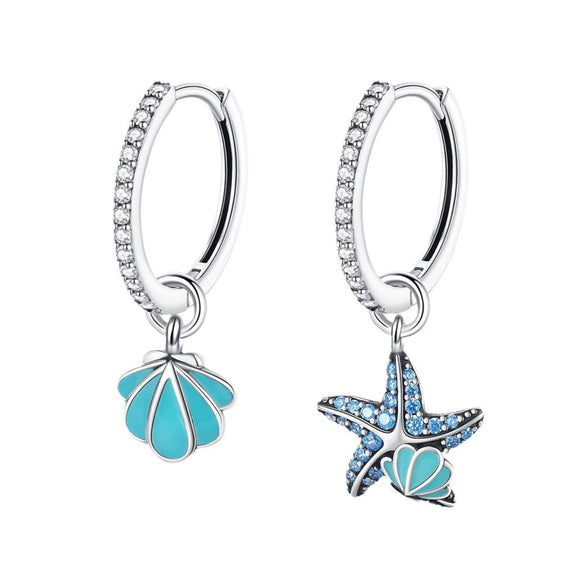 Wholesale S925 Sterling Silver Marine Starfish Shell Luminous Electroplated Women's Animals Zodiac Small Fresh Earrings