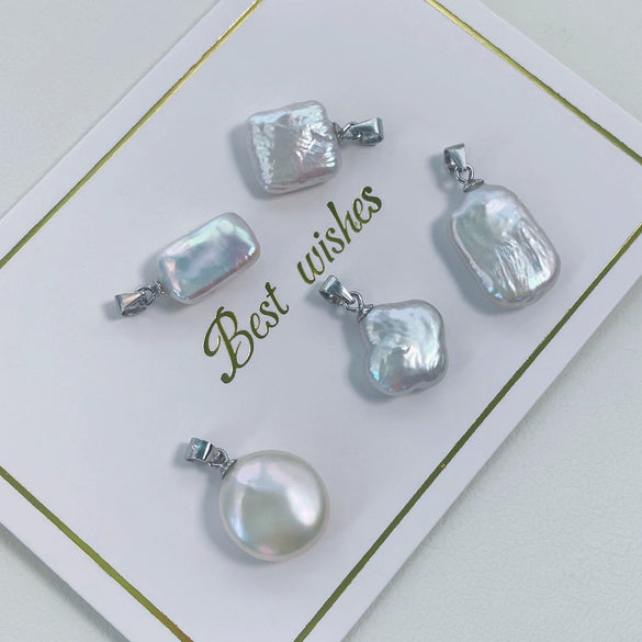 Wholesale S925 Sterling Silver Melon Buckle Pendant Irregular Four Leaf Clover Light Water Pearl Baroque Necklace