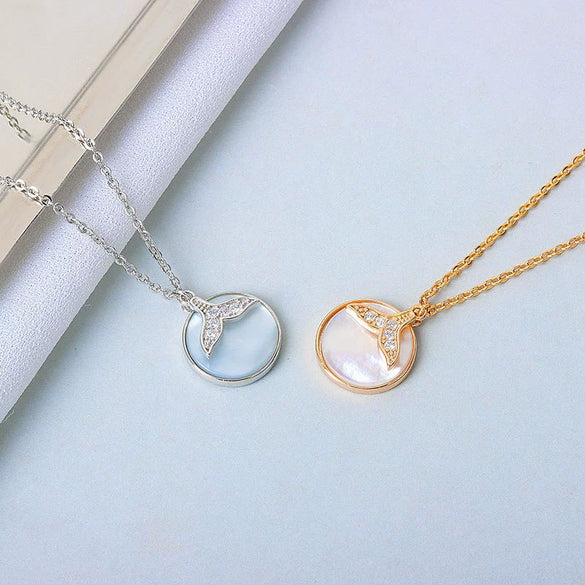 Wholesale S925 Sterling Silver Mermaid Fritillary Fish Tail Clavicle Necklace With Electroplating
