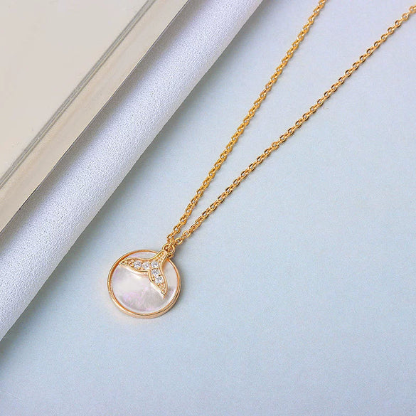 Wholesale S925 Sterling Silver Mermaid Fritillary Fish Tail Clavicle Necklace With Electroplating
