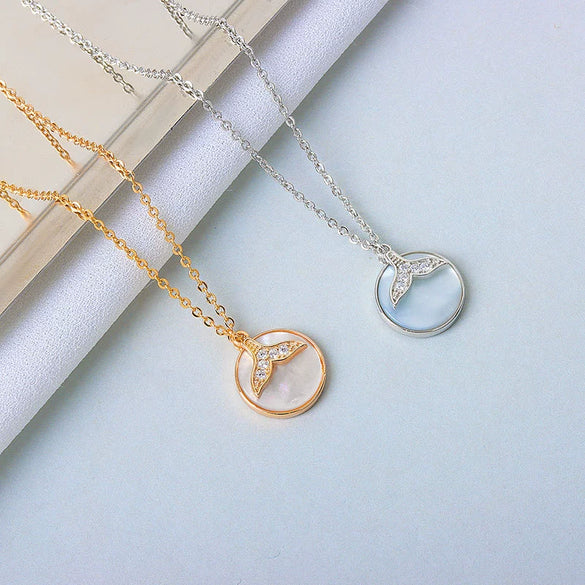 Wholesale S925 Sterling Silver Mermaid Fritillary Fish Tail Clavicle Necklace With Electroplating