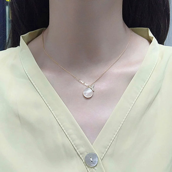 Wholesale S925 Sterling Silver Mermaid Fritillary Fish Tail Clavicle Necklace With Electroplating