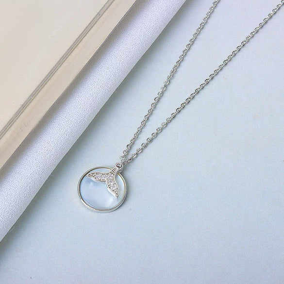 Wholesale S925 Sterling Silver Mermaid Fritillary Fish Tail Clavicle Necklace With Electroplating