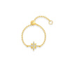 Wholesale S925 Sterling Silver Micro Diamond Geometric Star Ring For Women With Electroplating And Adjustable Chain