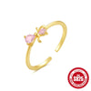 Wholesale S925 Sterling Silver Micro Inlaid Geometric Bow Ring For Women High End Sense Adjustable
