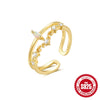 Wholesale S925 Sterling Silver Micro Inlaid Geometric Bow Ring For Women High End Sense Adjustable