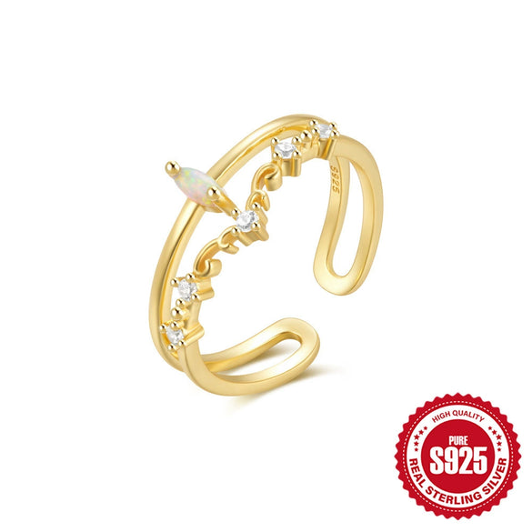 Wholesale S925 Sterling Silver Micro Inlaid Geometric Bow Ring For Women High End Sense Adjustable