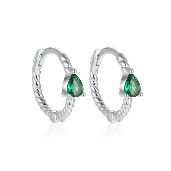 Wholesale S925 Sterling Silver Micro Inlaid Turquoise Emerald Zircon Water Drop Geometric Earrings For Women