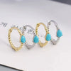 Wholesale S925 Sterling Silver Micro Inlaid Turquoise Emerald Zircon Water Drop Geometric Earrings For Women